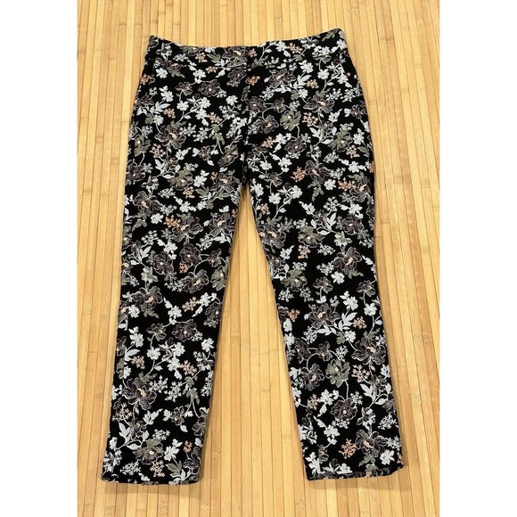 LOFT Women’s Sz 6P Marisa Pants Embroidered Jacquard Flowers Pencil Ankle - Picture 5 of 12